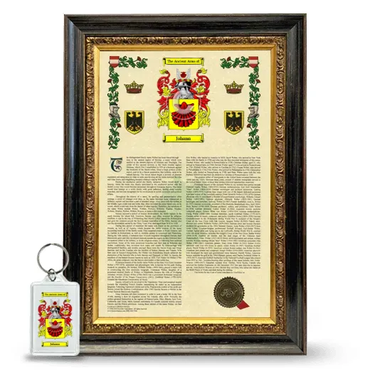 Johann Framed Armorial History and Keychain - Heirloom