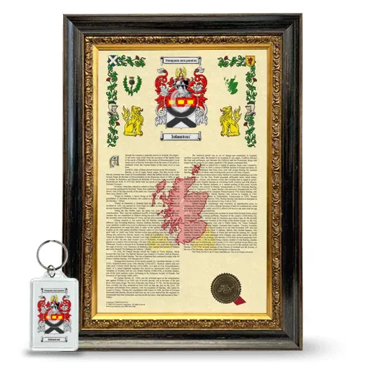 Johnston' Framed Armorial History and Keychain - Heirloom
