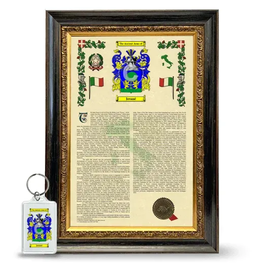 Jované Framed Armorial History and Keychain - Heirloom