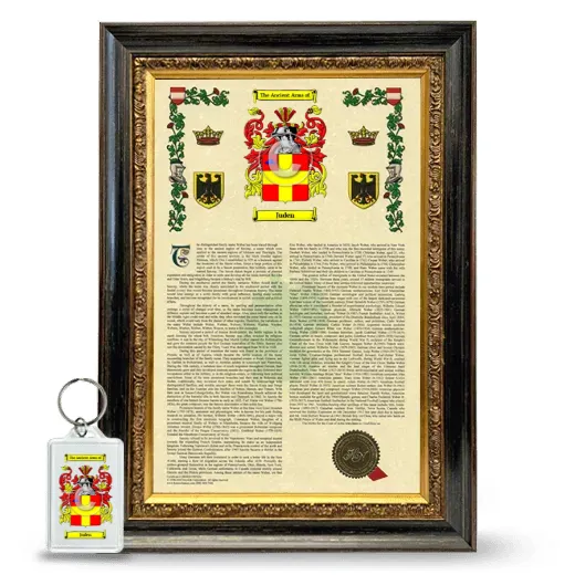 Juden Framed Armorial History and Keychain - Heirloom
