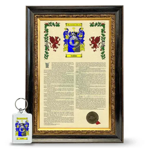 Junkins Framed Armorial History and Keychain - Heirloom