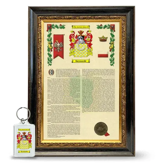 Kaczmarski Framed Armorial History and Keychain - Heirloom