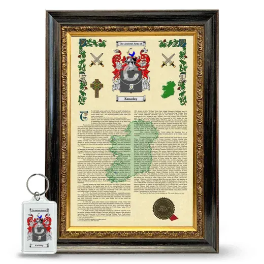 Kanaday Framed Armorial History and Keychain - Heirloom