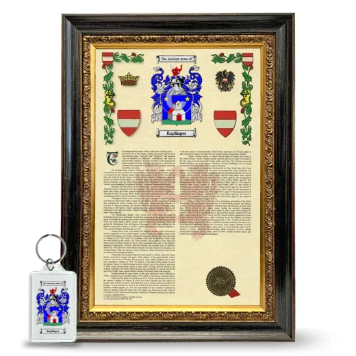 Kaplinger Framed Armorial History and Keychain - Heirloom