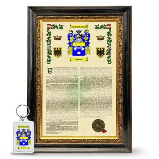 Katzbeck Framed Armorial History and Keychain - Heirloom