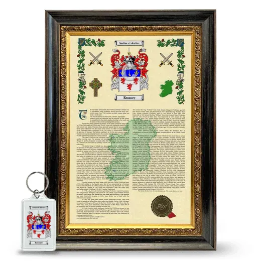 Kearney Framed Armorial History and Keychain - Heirloom
