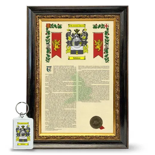 Kelshaw Framed Armorial History and Keychain - Heirloom
