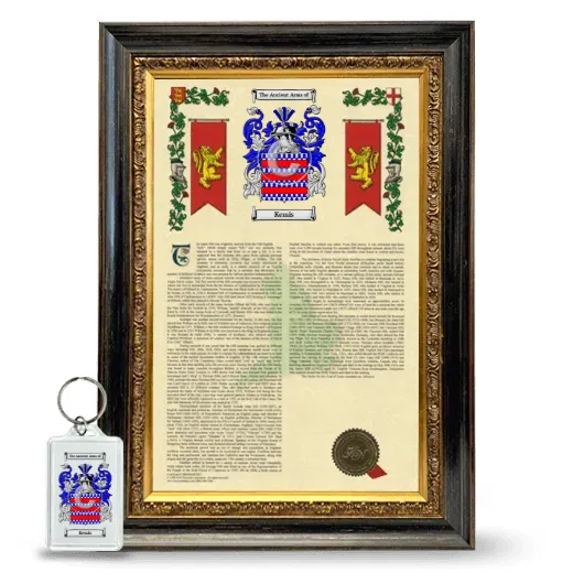 Kemis Framed Armorial History and Keychain - Heirloom