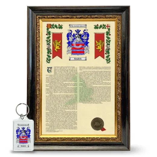Kemitch Framed Armorial History and Keychain - Heirloom