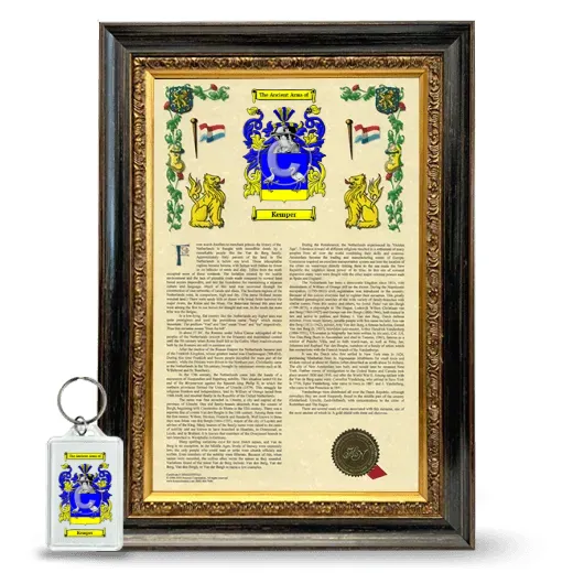Kemper Framed Armorial History and Keychain - Heirloom