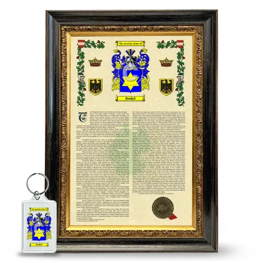Kenkel Framed Armorial History and Keychain - Heirloom
