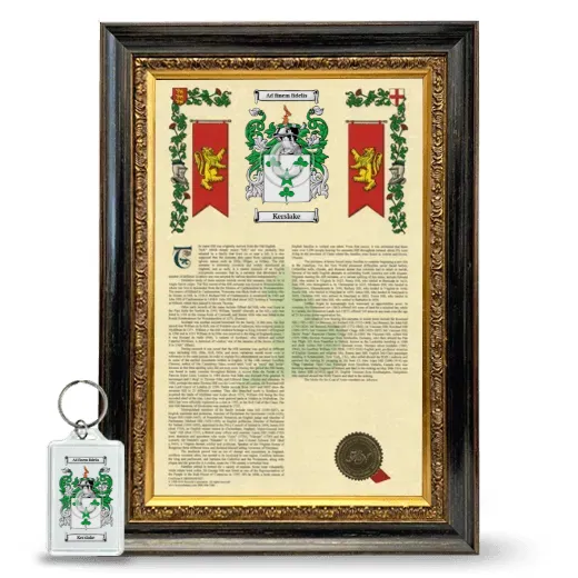 Kerslake Framed Armorial History and Keychain - Heirloom