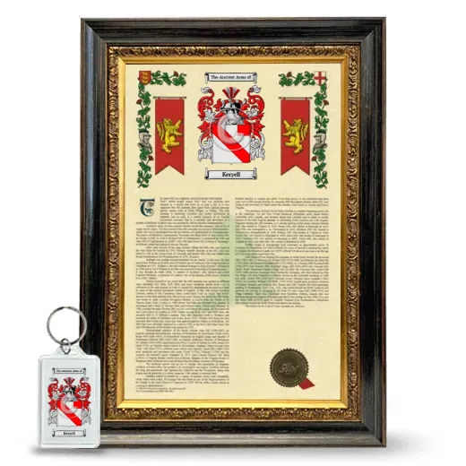 Keryell Framed Armorial History and Keychain - Heirloom