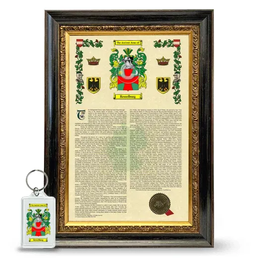 Kesselburg Framed Armorial History and Keychain - Heirloom