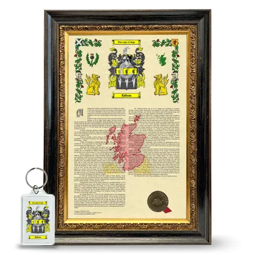 Kidson Framed Armorial History and Keychain - Heirloom
