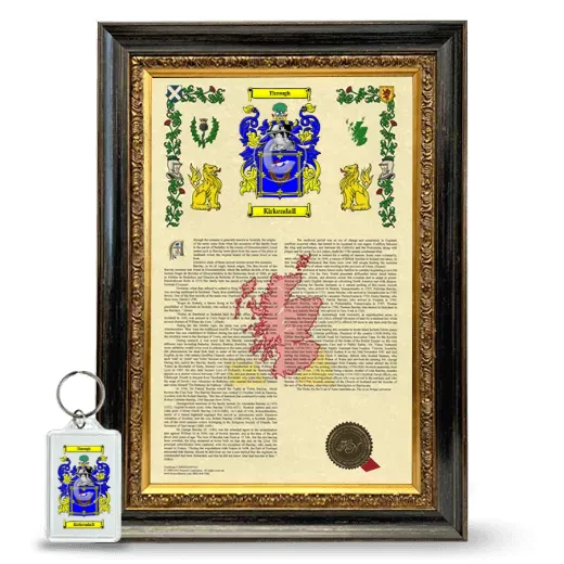 Kirkendall Framed Armorial History and Keychain - Heirloom