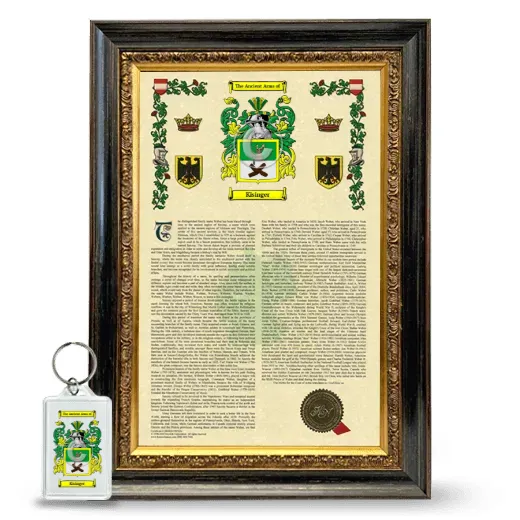 Kisinger Framed Armorial History and Keychain - Heirloom