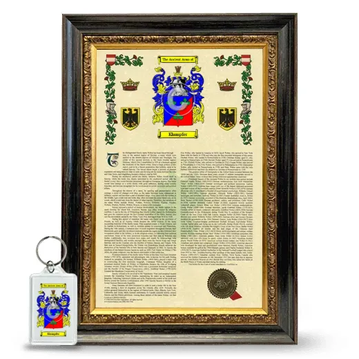 Klampfer Framed Armorial History and Keychain - Heirloom