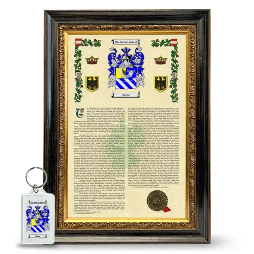 Klem Framed Armorial History and Keychain - Heirloom