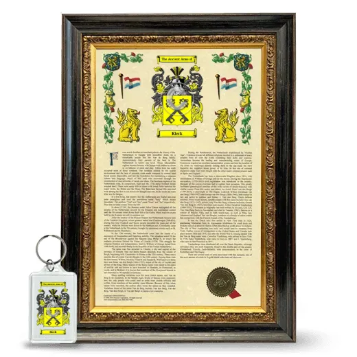 Klerk Framed Armorial History and Keychain - Heirloom