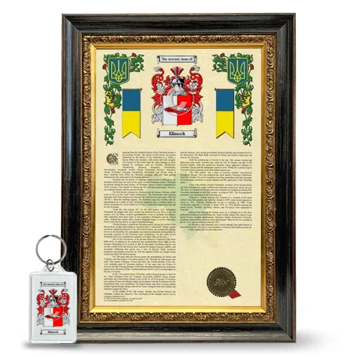 Klimack Framed Armorial History and Keychain - Heirloom