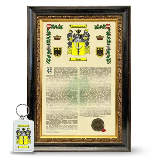 Knour Framed Armorial History and Keychain - Heirloom