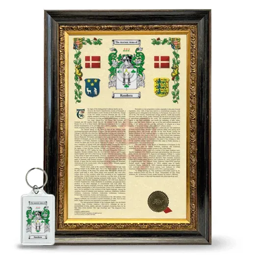 Knudsen Framed Armorial History and Keychain - Heirloom