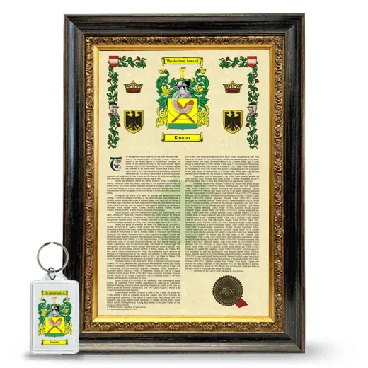 Knutter Framed Armorial History and Keychain - Heirloom