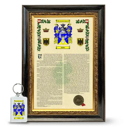 Kobes Framed Armorial History and Keychain - Heirloom