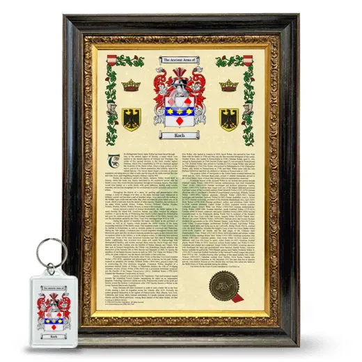 Koch Framed Armorial History and Keychain - Heirloom