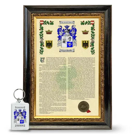 Koppenhoeffer Framed Armorial History and Keychain - Heirloom