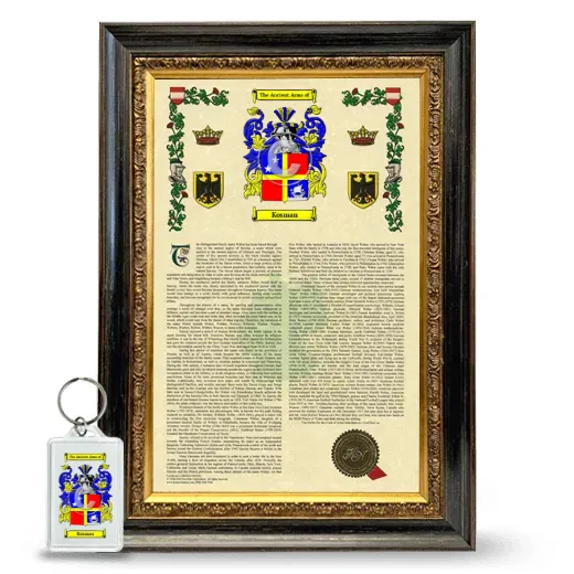 Kosman Framed Armorial History and Keychain - Heirloom