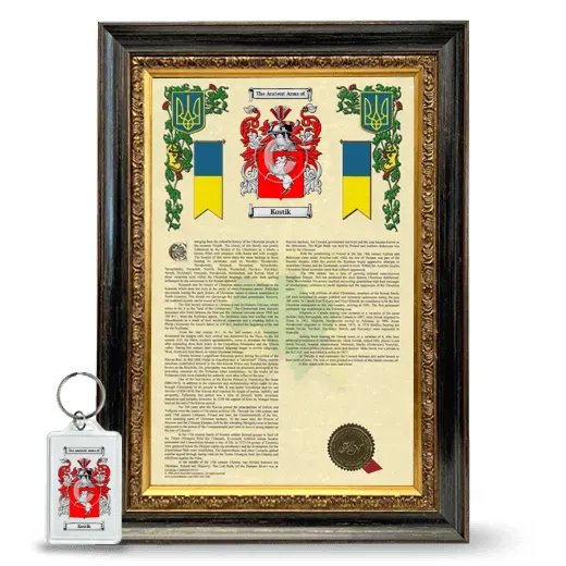 Kostik Framed Armorial History and Keychain - Heirloom