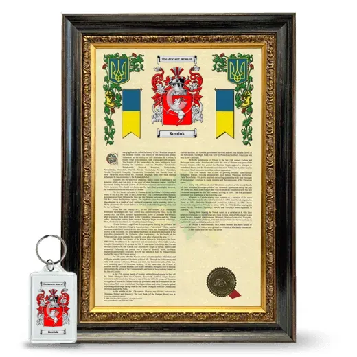 Kostiuk Framed Armorial History and Keychain - Heirloom