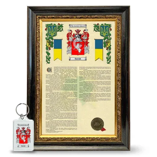 Kostuk Framed Armorial History and Keychain - Heirloom