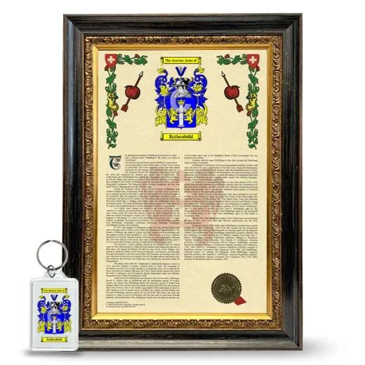 Krähenbühl Framed Armorial History and Keychain - Heirloom