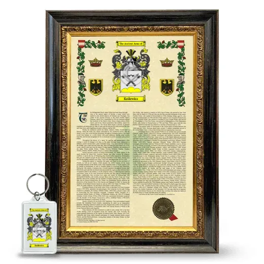 Królewicz Framed Armorial History and Keychain - Heirloom