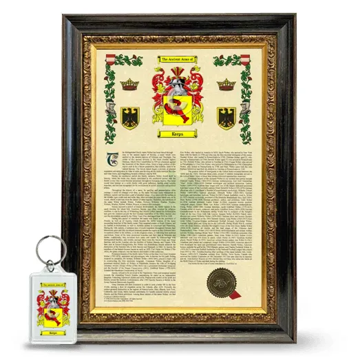 Kreps Framed Armorial History and Keychain - Heirloom