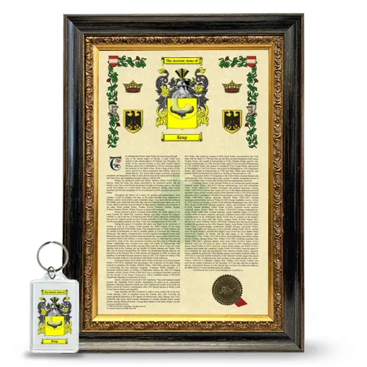 Krup Framed Armorial History and Keychain - Heirloom