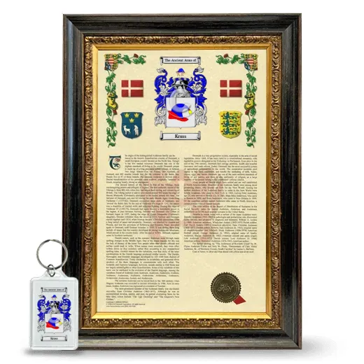 Kruss Framed Armorial History and Keychain - Heirloom