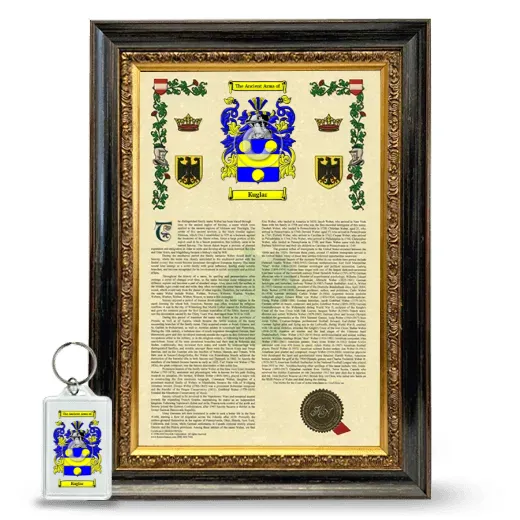 Kuglar Framed Armorial History and Keychain - Heirloom