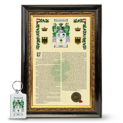 Kunts Framed Armorial History and Keychain - Heirloom