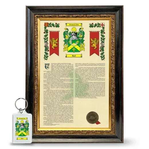 Kurl Framed Armorial History and Keychain - Heirloom