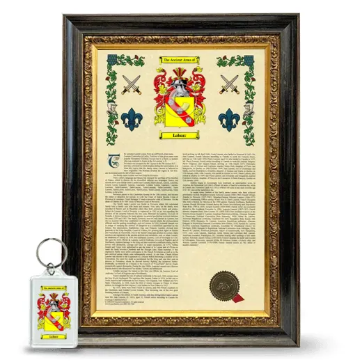 Labarr Framed Armorial History and Keychain - Heirloom