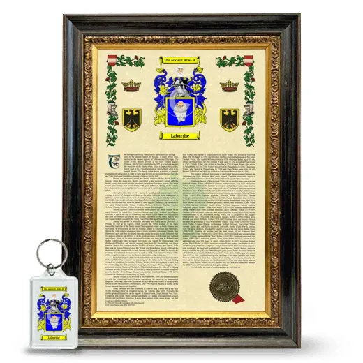 Labarthe Framed Armorial History and Keychain - Heirloom