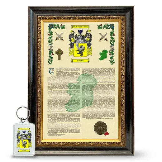 Lafane Framed Armorial History and Keychain - Heirloom