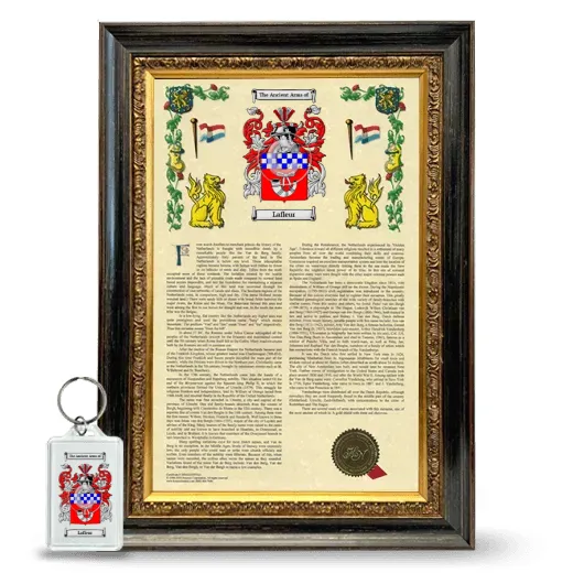 Lafleur Framed Armorial History and Keychain - Heirloom