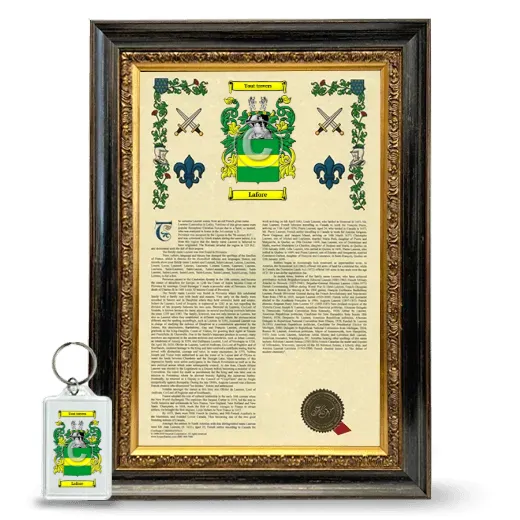 Lafore Framed Armorial History and Keychain - Heirloom