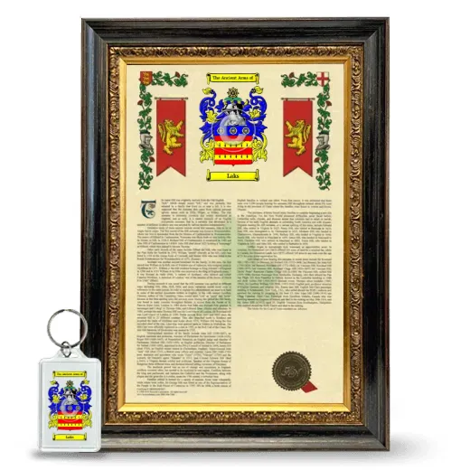 Laks Framed Armorial History and Keychain - Heirloom