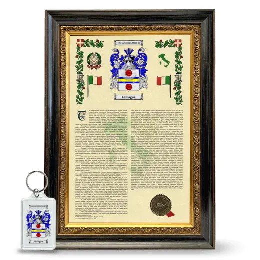 Lamagna Framed Armorial History and Keychain - Heirloom